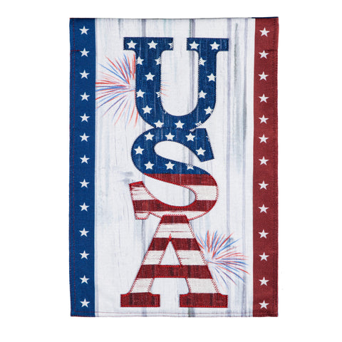 USA Fireworks Garden Burlap Flag Evergreen Enterprises