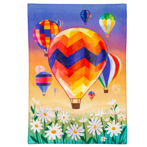 Hot Air Balloons Linen Garden Flag Evergreen Enterprises