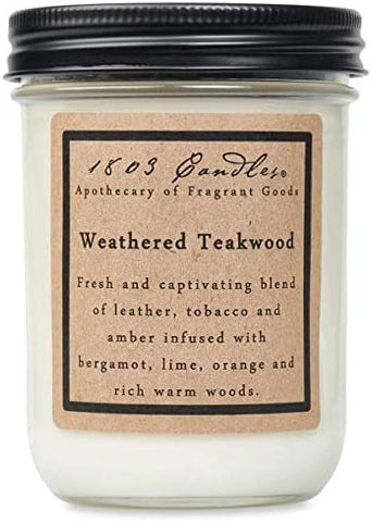 Weathered Teakwood-14oz Jar Candle 1803 Candles