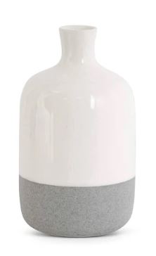 9.75 Inch White Ceramic Vase w/ K&K Interiors