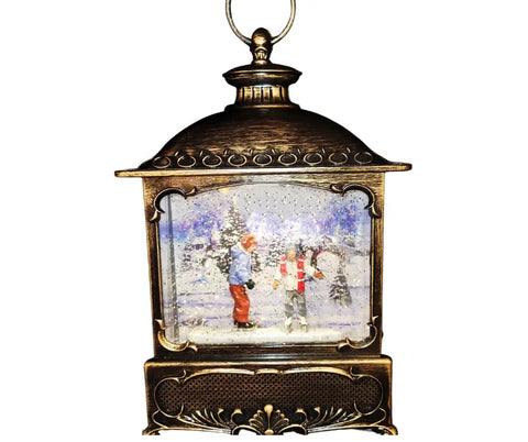 11.75" Wide Glitter Lanterns with Sublimation - Ice Skaters Lantern #115