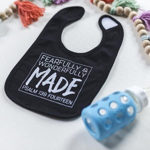 Fearfully & Wonderfully Made Bib in Black - Treehouse Gift & Home