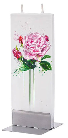 Flat Handmade Candle - Artistic Pink Rose Flatyz