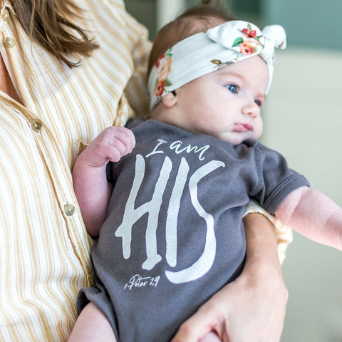 I Am His Onesie in Charcoal - Treehouse Gift & Home