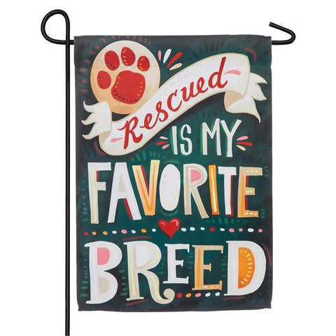 Rescued is My Favorite Breed Garden Suede Flag - Treehouse Gift & Home