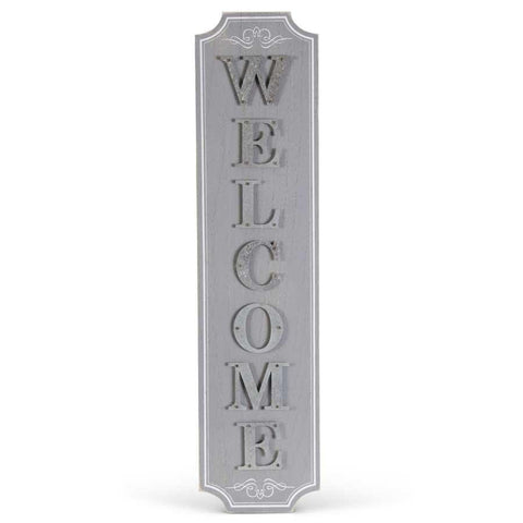 WELCOME Sign Gray - Wood w/Tin K&K