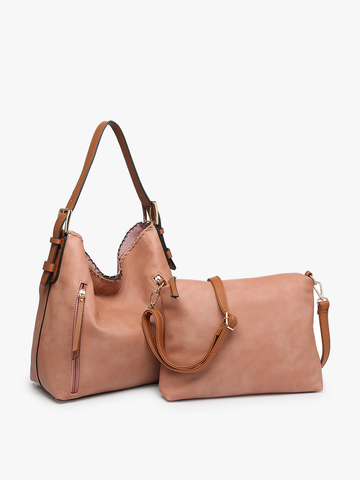 M1816A Alexa 2-in-1 Hobo Bag w/Dual Zip Compartments: Leopard-Mustard Jen & Co.
