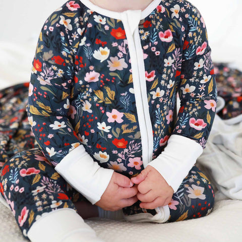Convertible Zip Rompers for Girls: Midnight Meadow / 6-12 months Caden Lane