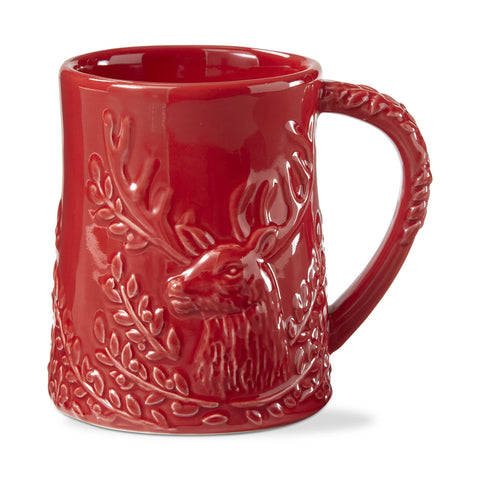 Red Ceramic Holiday Stag Mug: Red / Earthenware tag