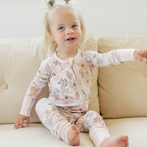 Convertible Romper - Neutral Floral: 6-9 months Dolly Lana