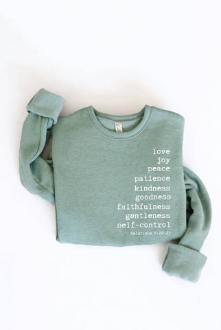 THE FRUIT OF THE SPIRIT Graphic Sweatshirt: WHITE HEATHER / M OAT COLLECTIVE
