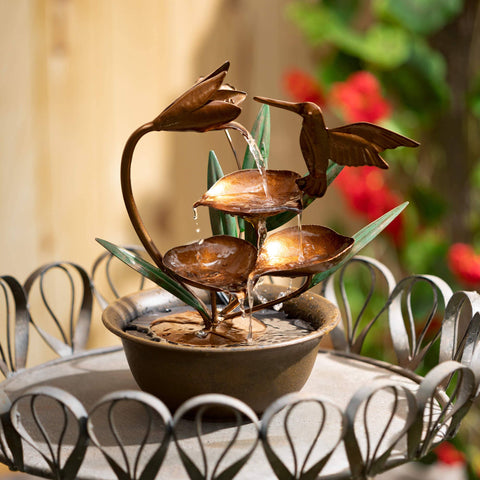 Copper Hummingbird Fountain Sullivans Home Decor