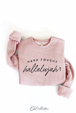 HARD FOUGHT HALLELUJAH Graphic Sweatshirt : VINTAGE WHITE LONG SLEEVE / L OAT COLLECTIVE