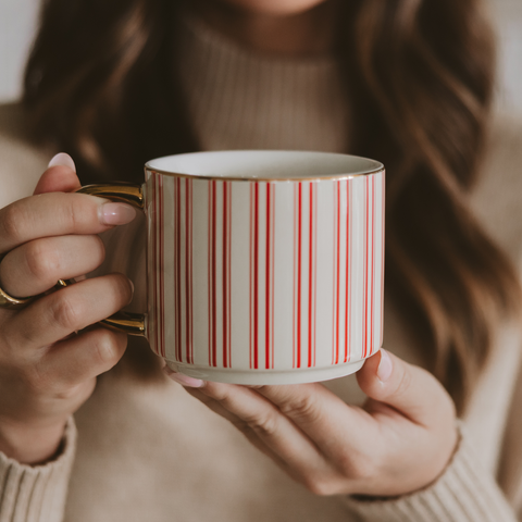 *NEW* Red Stripe Coffee Mug - Christmas Decor and Gifts Sweet Water Decor