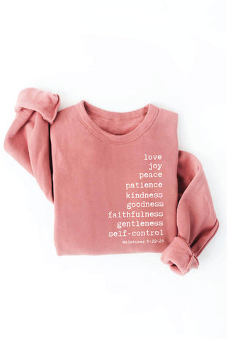 THE FRUIT OF THE SPIRIT Graphic Sweatshirt: WHITE HEATHER / S OAT COLLECTIVE