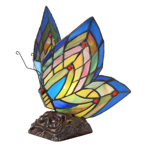 9.5"H Luella Red Butterfly Wings Stained Glass Accent Lamp River of Goods