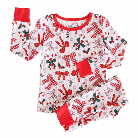 Bow What Fun Two Piece Pajama Set: 4T Caden Lane