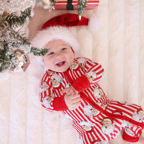 Christmas Bamboo Convertible Zip Rompers: Bow What Fun / 12-18 months Caden Lane