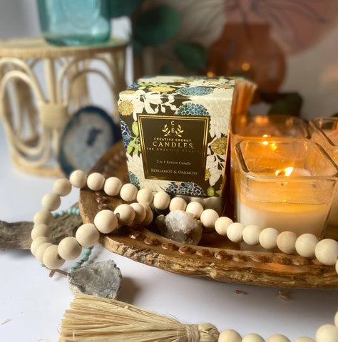 Bergamot &  Oakmoss: 2-in-1 Soy Lotion Candle: Medium - 6 oz Creative Energy Candles