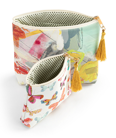 Abstract Floral+Butterfly Zip Pouch [set of 2] DEMDACO
