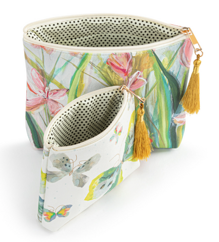 Floral+Butterfly Zip Pouch [set of 2] DEMDACO