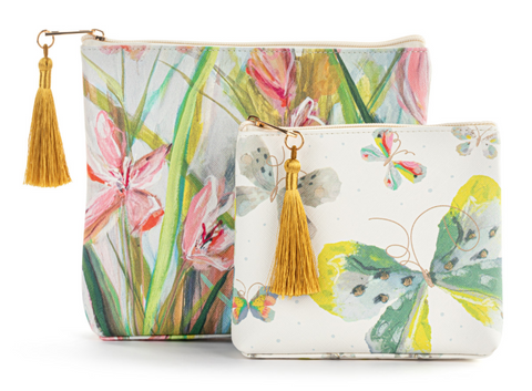 Floral+Butterfly Zip Pouch [set of 2] DEMDACO