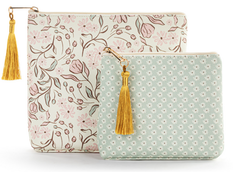 Vintage Floral+Daisy Zip Pouch [set of 2] DEMDACO