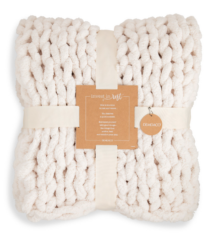 Comfort Collection Cream Chunky Knit Throw Blanket 65" x 70" DEMDACO