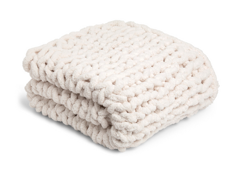 Comfort Collection Cream Chunky Knit Throw Blanket 65" x 70" DEMDACO