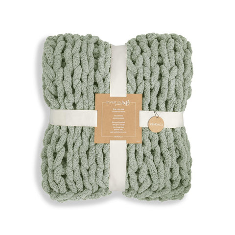 Chunky Knit Throw Blanket - Eucalyptus Demdaco