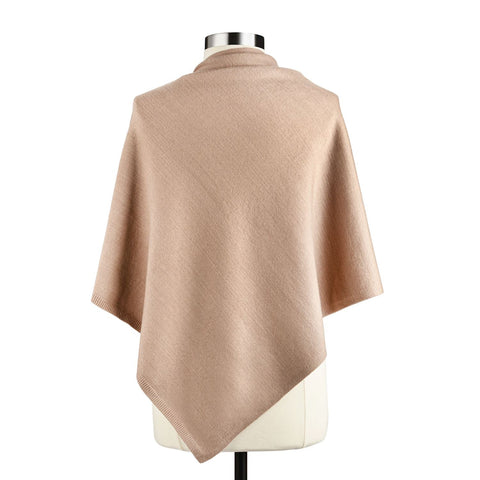 Side Button Taupe Wrap Poncho Demdaco