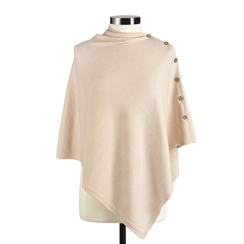 Side Button Oatmeal Wrap Poncho Demdaco
