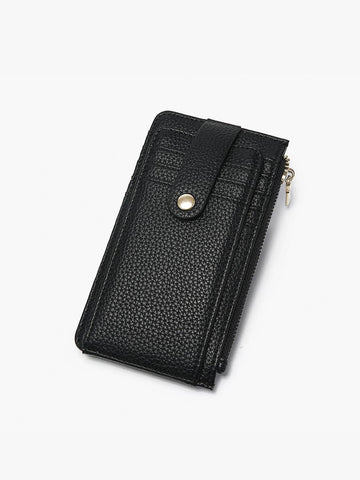 WL2541 Mae Multi-Card Wallet w/ Strap Snap Closure: Black Jen & Co.