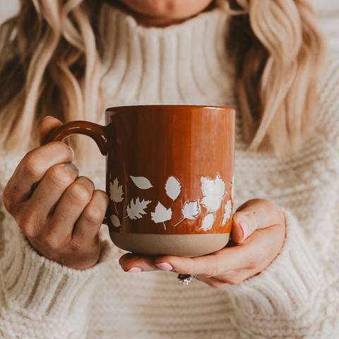 Fall Leaves Stoneware Coffee Mug - Fall Decor & Gifts Sweet Water Decor