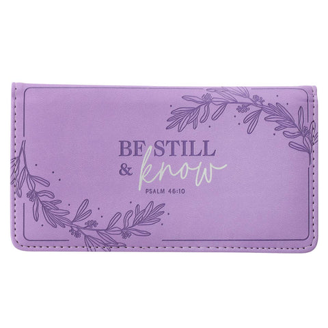 Checkbook Wallet Purple Be Still & Know Ps. 46:10 Christian Art Gifts