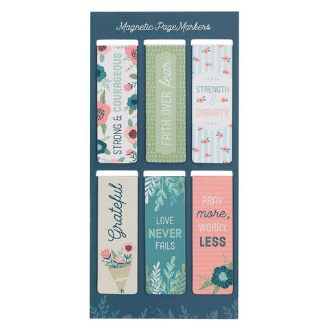 Magnetic Bookmark Set Floral Garden Christian Art Gifts