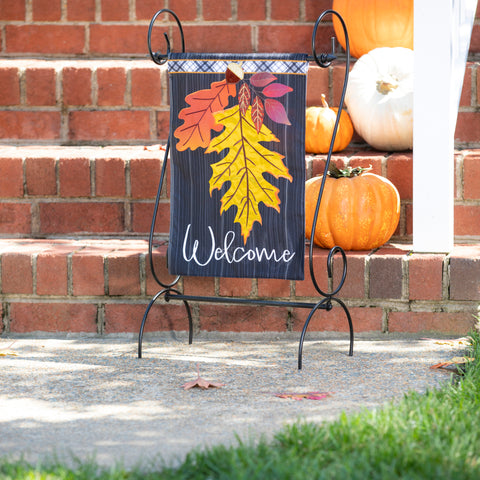 Welcome Autumn Leaves Garden Linen Flag Evergreen Enterprises
