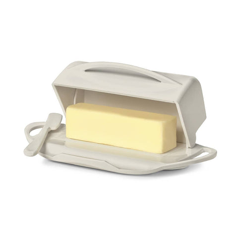 Countertop Flip-Top Butter Dish w/ Matching Spreader - Ivory Butterie