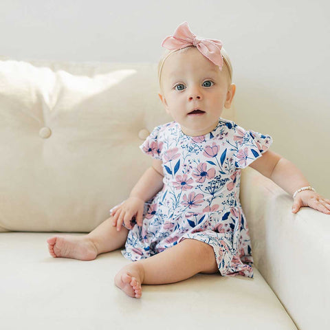 Bodysuit Twirl Dress | Blue Floral: 3-6M Dolly Lana