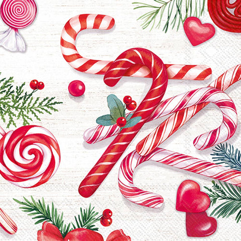 Paper Cocktail Napkins Pk/20 Candy Canes Christmas Boston International