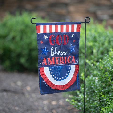 Patriotic God Bless America Applique Garden Flag Evergreen Enterprises
