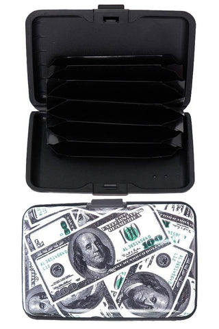 Money 100 Dollar Bill Glossed Card Safe Caddy Case Cap Zone