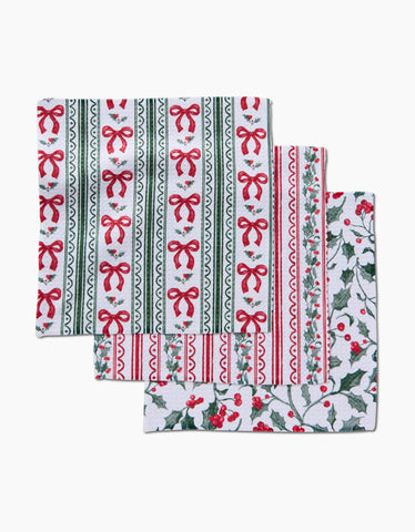 Christmas Ribbons Dishcloth Set Geometry