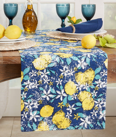 Lemon Runner: Navy Blue / 14"x90" Saro Lifestyle