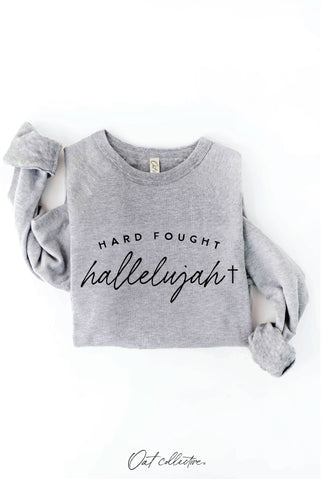 HARD FOUGHT HALLELUJAH Graphic Sweatshirt : VINTAGE WHITE LONG SLEEVE / S OAT COLLECTIVE