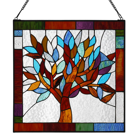 18"H Marely Multicolor Mystical Tree Window Panel River of Goods