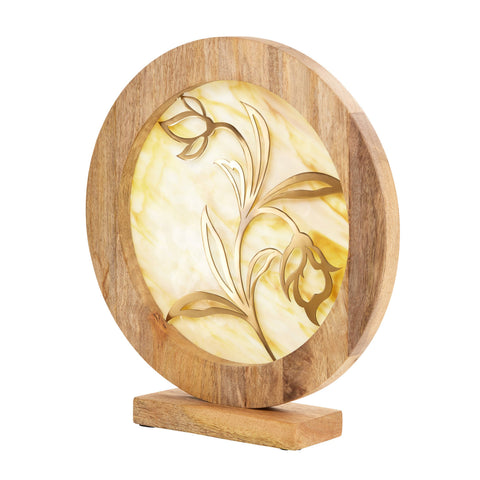 14"W Floral Decorative Stained Glass Stand Wood Frame: Yellow River of Goods