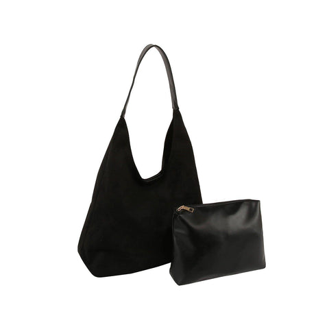 LWB026 Faux Suede 2 in 1 Hobo Bag: Wine MiMi Wholesale