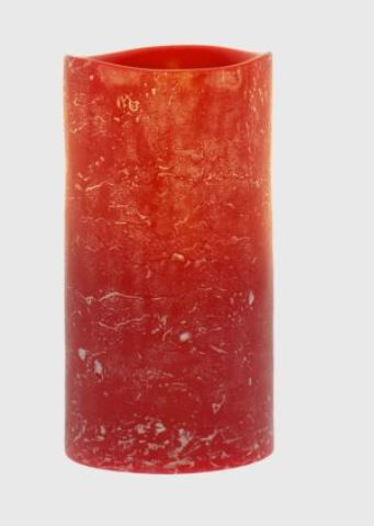 CalmFlame Red/White Rustic N.F. LED Pillar NOV8