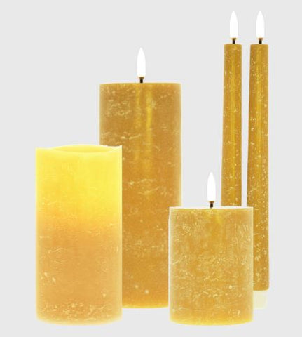 CalmFlame 3"X6" Golden Yellow/White Rustic N.F. LED Pillar NOV8